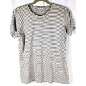 LAKE Pima Cotton Pajama Top Size Med Blue and White Striped Short Sleeve Soft